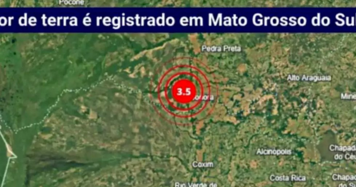 MS registra dois tremores de terra em menos de 24h em Sonora, incluindo o maior do ano (3.5 mR). Estudo prevê abalos mais fortes no Pantanal até 2029.
