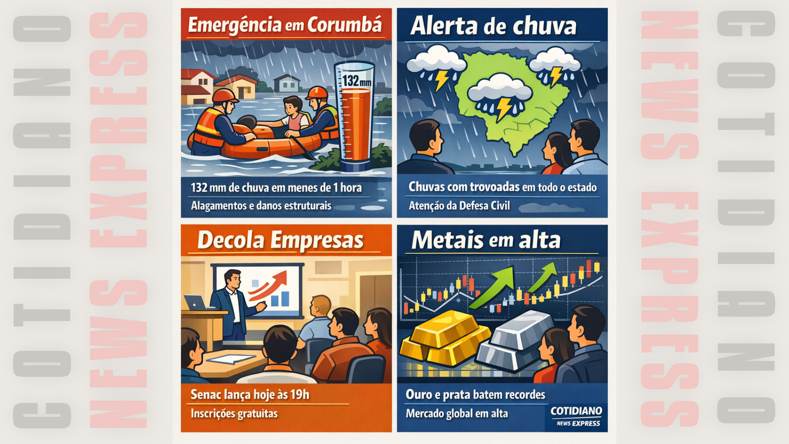 Corumbá decreta emergência após 132 mm de chuva em 1h. Veja notícias de Campo Grande, MS, Brasil e mundo. Edição 29/01/2026 | Cotidiano News Express.